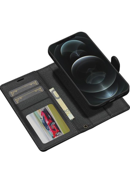 IPhone 12 Için Flip Case Pro Max Cüzdan Kılıf Kickstand Pu Deri 2 In 1 (Yurt Dışından)