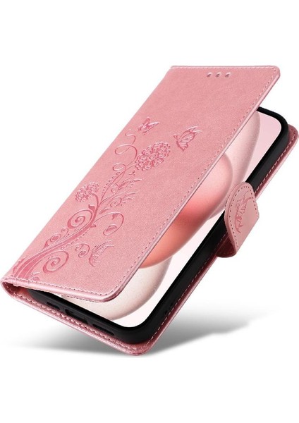 IPhone 15 Flip Deri Kart Yuvaları Çiçek Için Flip Case (Yurt Dışından) modelleri