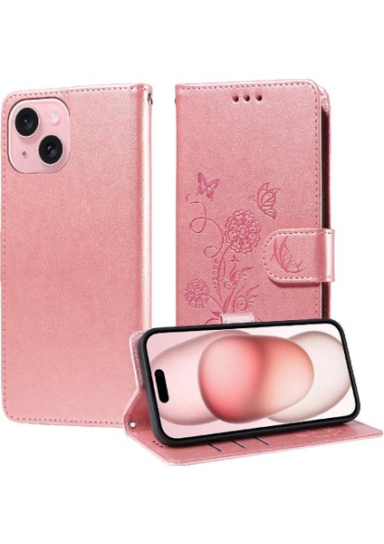 IPhone 15 Flip Deri Kart Yuvaları Çiçek Için Flip Case (Yurt Dışından) indirimleri