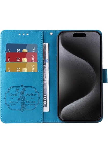 IPhone 15 Pro Kart Yuvaları Flip Deri Çiçek Için Flip Case (Yurt Dışından)