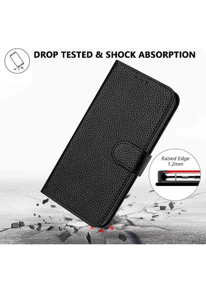 Realme Için Telefon Kılıfı 12 Pro Artı Flip Folio Litchi Desen Cüzdan Kart Pu (Yurt Dışından)