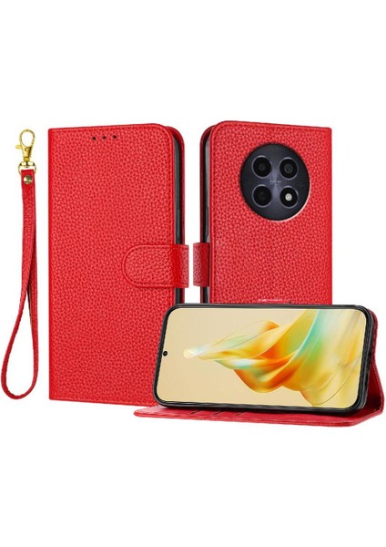Realme 12 5g Flip Folio Litchi Desen Pu Deri Cüzdan Için Telefon Kılıfı (Yurt Dışından)