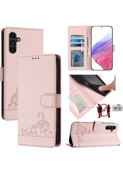 Galaxy A13 5g Kart Yuvası Tutucu Için Kickstand Cüzdan Flip Kedi (Yurt Dışından)