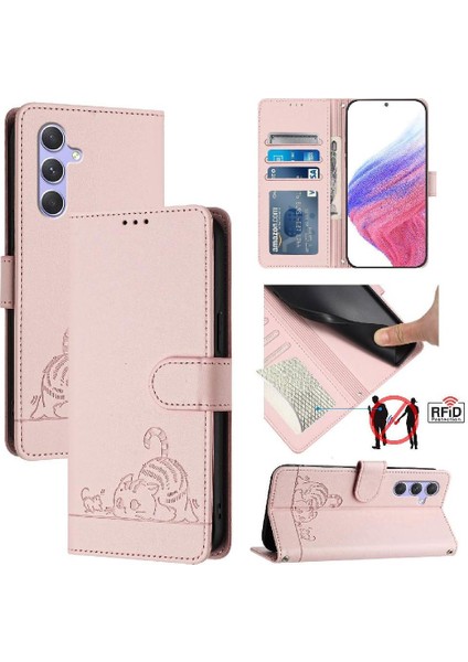 Galaxy A54 5g Için Kılıf Cüzdan Kapak Çevirin Kart Yuvası Tutucu Kedi Rfıd (Yurt Dışından) indirimleri