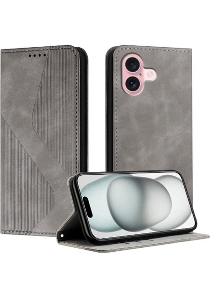 IPhone 16 Için Kılıf Artı Pu Deri Cüzdan Kickstand Manyetik Folio Kapak (Yurt Dışından)