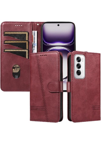 Oppo Filp 12 5g Için Filp Durumda Preslenmiş Pu Deri Cüzdan Telefon Kılıfı ile (Yurt Dışından)