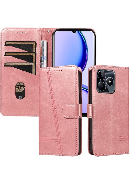 Kredi Kartı Yuvası Siyah Pu ile Realme C53 Cüzdan Telefon Kılıfı Için Filp Durumda (Yurt Dışından)