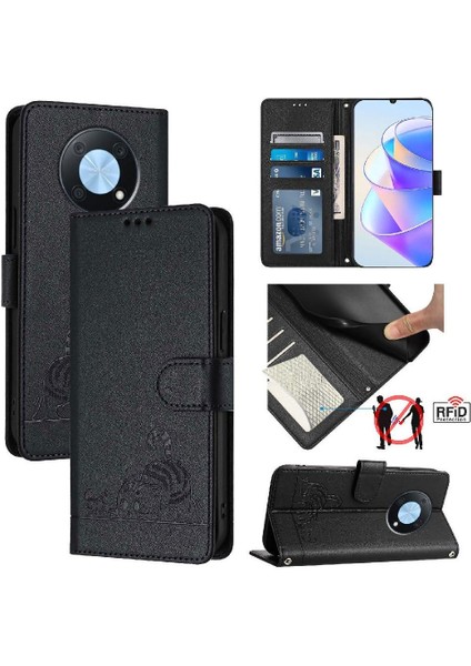 Huawei Zevk Için Kılıf 50 Pro 4g Kart Yuvası Tutucu Kickstand Cüzdan Flip Kedi (Yurt Dışından)