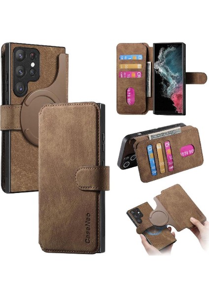 Galaxy S22 Için Flip Case Ultra Cüzdan Kart Standı Retro Mıknatıs (Yurt Dışından)