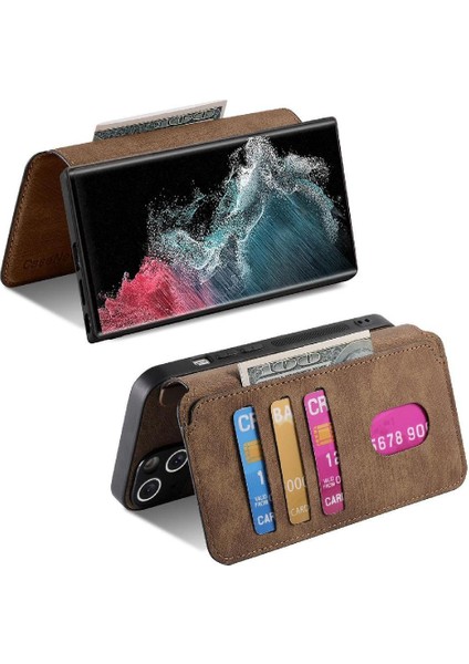 Galaxy S22 Için Flip Case Ultra Cüzdan Kart Standı Retro Mıknatıs (Yurt Dışından) modelleri