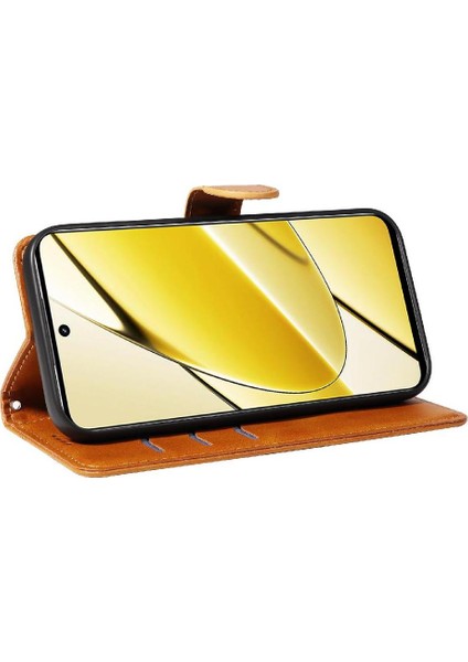 Realme 11 5g Için Filp Durumda Preslenmiş Pu Deri Ayrılabilir Siyah Bilezik (Yurt Dışından)