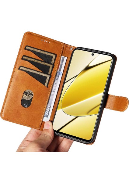 Realme 11 5g Için Filp Durumda Preslenmiş Pu Deri Ayrılabilir Siyah Bilezik (Yurt Dışından)
