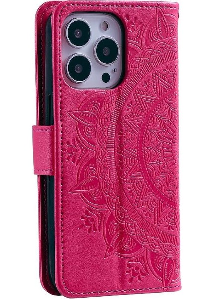 IPhone 14 Için Flip Case Pro Max Pu Deri Cüzdan Kılıf Totem Kabartma (Yurt Dışından)