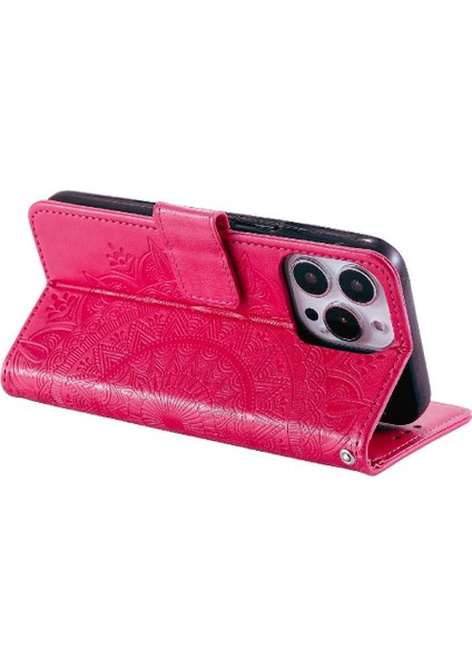 IPhone 14 Için Flip Case Pro Max Pu Deri Cüzdan Kılıf Totem Kabartma (Yurt Dışından)