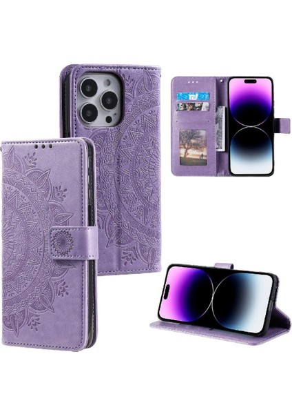 IPhone 16 Için Flip Case Pro Max Totem Kabartma Pu Deri Kickstand (Yurt Dışından)