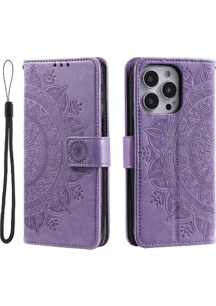 IPhone 16 Için Flip Case Pro Max Totem Kabartma Pu Deri Kickstand (Yurt Dışından)