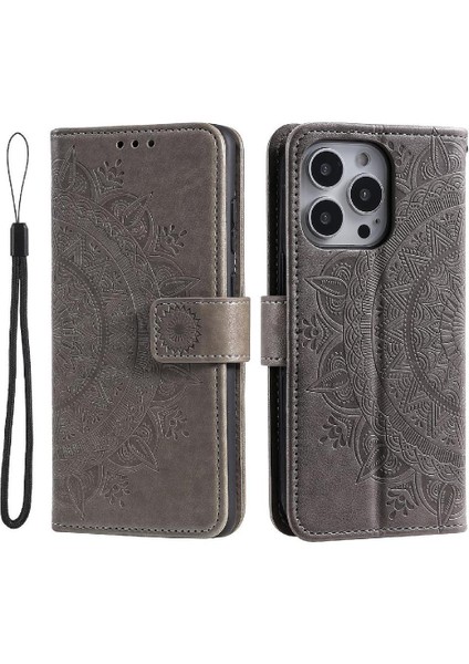 IPhone 14 Için Flip Case Pro Totem Kabartma Kickstand Pu Deri Cüzdan (Yurt Dışından)