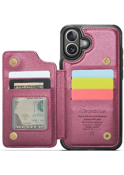 IPhone 16 Için Flip Case Artı Kickstand Kart Tutucu Ince Darbeye Vaka (Yurt Dışından)