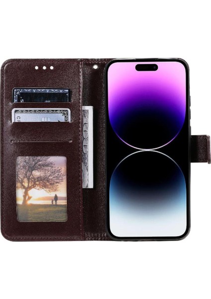 MY Boutique1 IPhone 14 Için Flip Case Pro Totem Kabartma Kickstand Pu Deri Cüzdan (Yurt Dışından)