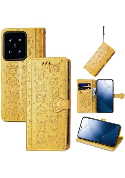 Xiaomi 14T Kılıf Için Kılıf Karikatür Hayvanlar Kapak Çevirin Kısa Kayış (Yurt Dışından)