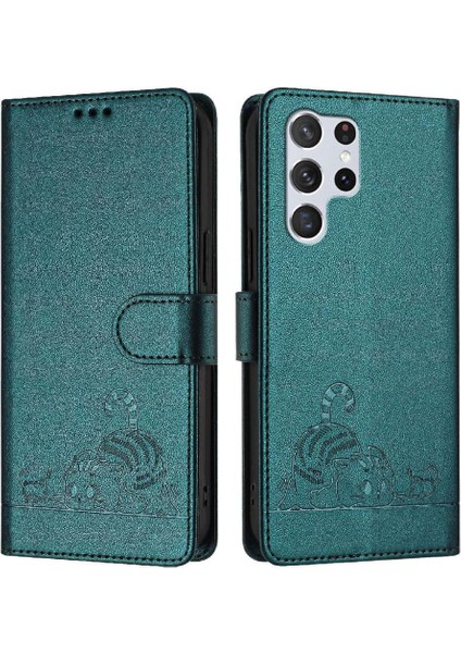 Samsung Galaxy S23 Ultra Cüzdan Kapak Çevirin Kedi Rfıd Kart Yuvası (Yurt Dışından) indirimleri