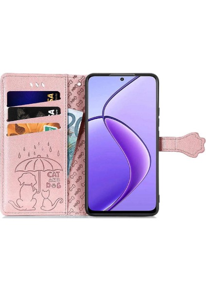 Realme 13 Flip Kapak Karikatür Hayvanlar Için Kılıf Kısa Kayış Deri Kılıf (Yurt Dışından) modelleri
