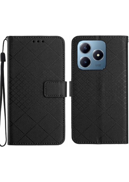 Realme C63 Elmas Kabartmalı Manyetik Kapak Için Flip Case Cüzdan Pu Deri (Yurt Dışından)