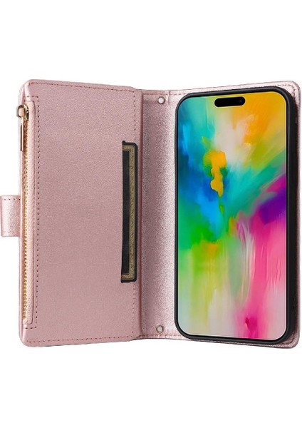 IPhone 16 Için Flip Case Artı Darbeye Cüzdan Kart Yuvaları Kayış (Yurt Dışından)