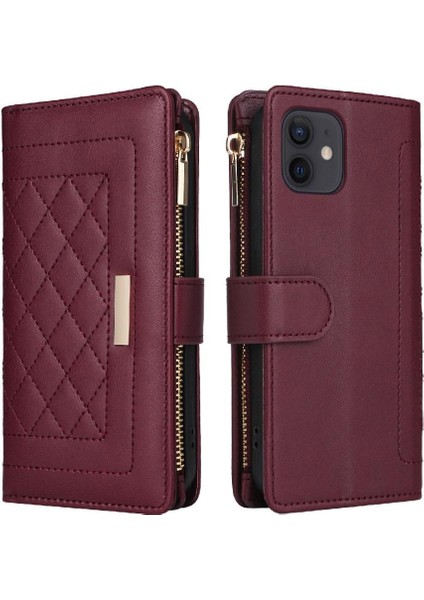 IPhone 12 Kart Yuvaları Için Flip Case Kayış Cüzdan Darbeye (Yurt Dışından)