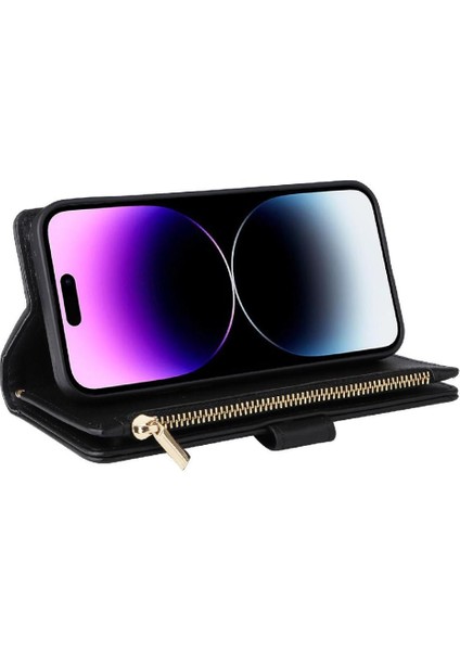 IPhone 14 Için Flip Case Pro Max Darbeye Cüzdan Kayış Kart Yuvaları (Yurt Dışından)