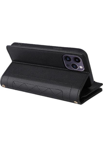IPhone 14 Için Flip Case Pro Max Darbeye Cüzdan Kayış Kart Yuvaları (Yurt Dışından)