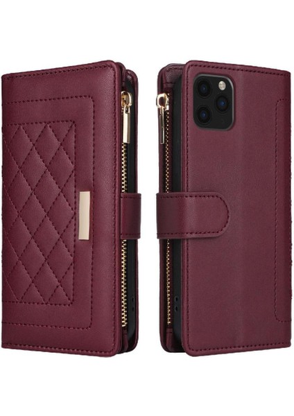 IPhone 11 Pro Max Darbeye Dayanıklı Kayış Kart Yuvaları Cüzdan Için Flip Case (Yurt Dışından)