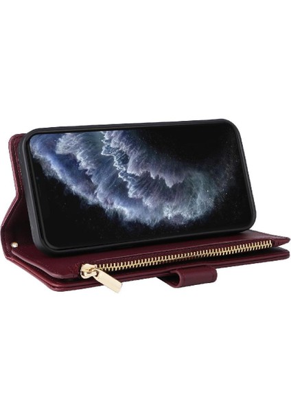IPhone 11 Pro Max Darbeye Dayanıklı Kayış Kart Yuvaları Cüzdan Için Flip Case (Yurt Dışından)