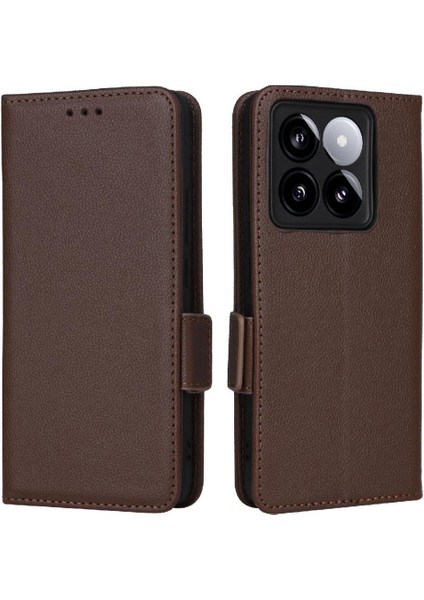 Xiaomi 14T Manyetik Pu Deri Yan Toka Cüzdan Kart Yuvaları Için Flip Case (Yurt Dışından)