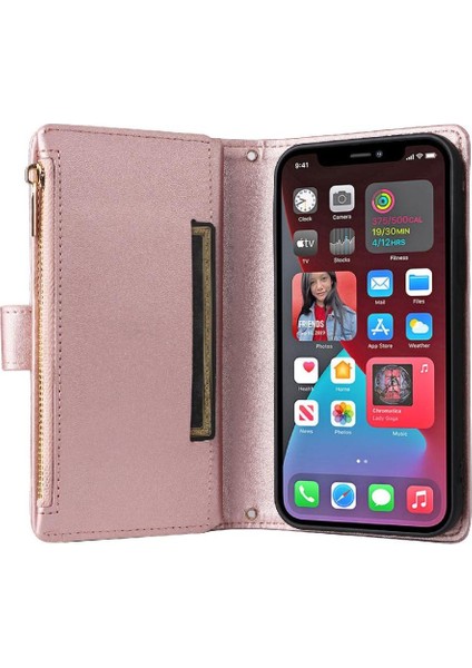 IPhone 12 Için Flip Case Pro Max Kart Yuvaları Kayış Cüzdan Darbeye (Yurt Dışından)