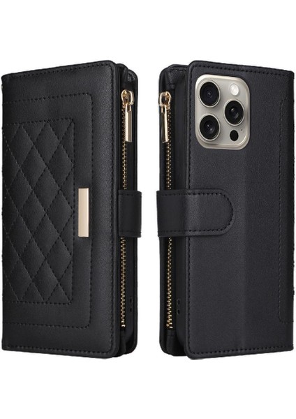 IPhone 15 Için Flip Case Pro Max Darbeye Kart Yuvaları Cüzdan Kayış (Yurt Dışından)