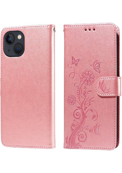 IPhone 13 Için Flip Case Çiçek Çevirme Deri Kart Yuvaları (Yurt Dışından)