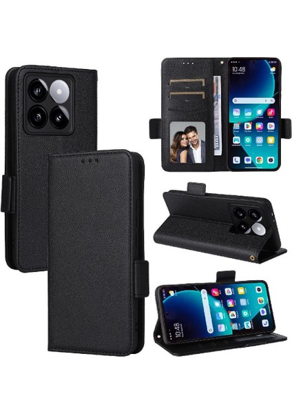 Xiaomi 14T Manyetik Pu Deri Yan Toka Cüzdan Kart Yuvaları Için Flip Case (Yurt Dışından)