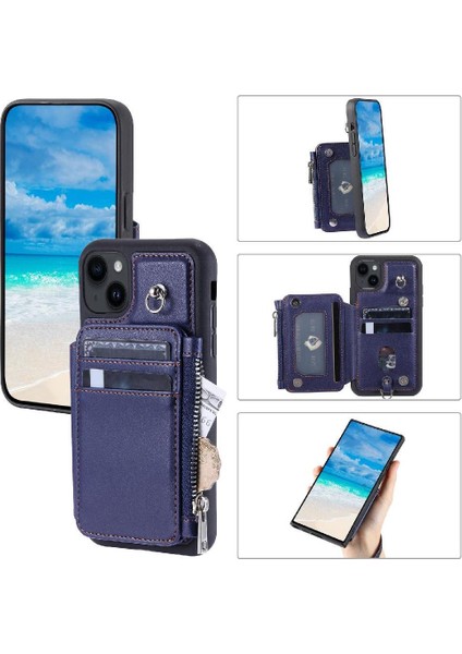 IPhone 15 Için Cüzdan Durumda Kickstand Flip Folio Kılıf 3 Büyük Kart Rfıd Pu (Yurt Dışından) fırsatları