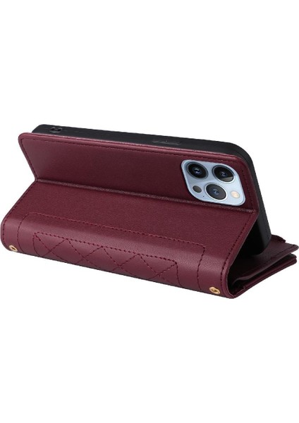 IPhone 13 Için Flip Case Pro Max Kayış Kart Yuvaları Cüzdan Darbeye (Yurt Dışından)