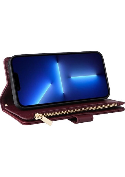 IPhone 13 Için Flip Case Pro Max Kayış Kart Yuvaları Cüzdan Darbeye (Yurt Dışından)