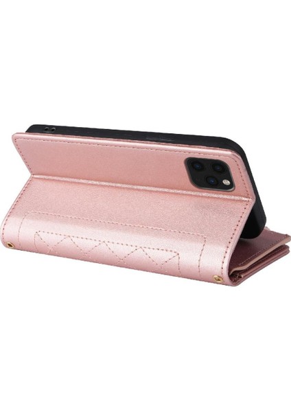 IPhone 11 Pro Max Darbeye Dayanıklı Kayış Kart Yuvaları Cüzdan Için Flip Case (Yurt Dışından)