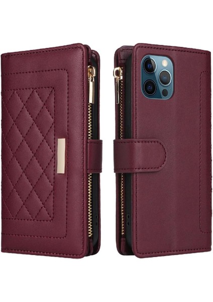 IPhone 12 Için Flip Case Pro Max Kart Yuvaları Kayış Cüzdan Darbeye (Yurt Dışından)