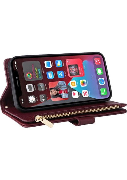IPhone 12 Için Flip Case Pro Max Kart Yuvaları Kayış Cüzdan Darbeye (Yurt Dışından)