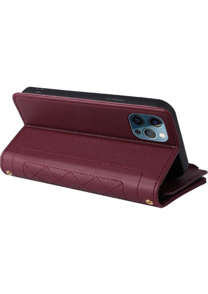 IPhone 12 Için Flip Case Pro Max Kart Yuvaları Kayış Cüzdan Darbeye (Yurt Dışından)