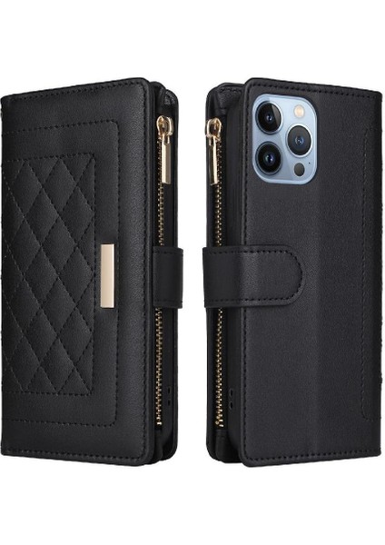 IPhone 15 Pro Cüzdan Darbeye Dayanıklı Kayış Kart Yuvaları Için Flip Case (Yurt Dışından)