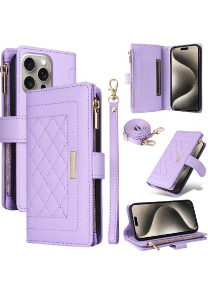 IPhone 15 Için Flip Case Pro Max Darbeye Kart Yuvaları Cüzdan Kayış (Yurt Dışından)