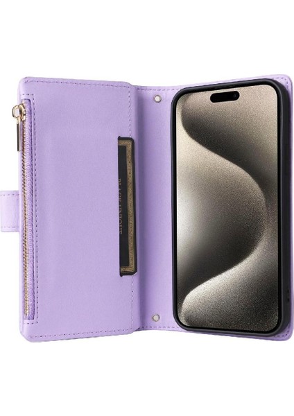 IPhone 15 Için Flip Case Pro Max Darbeye Kart Yuvaları Cüzdan Kayış (Yurt Dışından)