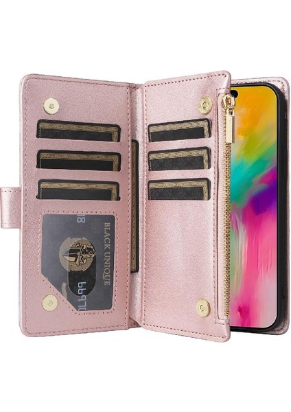 IPhone 16 Için Flip Case Pro Max Kayış Darbeye Cüzdan Kart Yuvaları (Yurt Dışından)