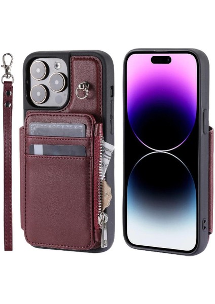 IPhone 15 Için Cüzdan Durumda Pro Rfıd Engelleme Flip Folio Kılıf Kickstand Pu 3 (Yurt Dışından)